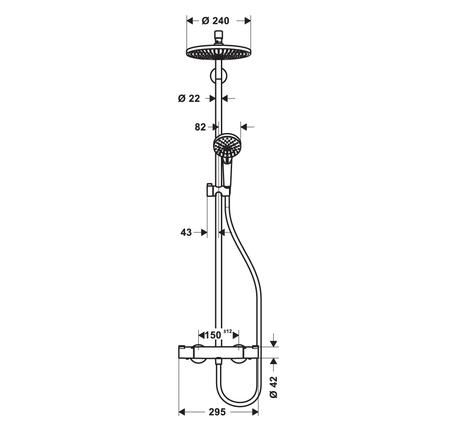 Bộ thanh sen có bộ trộn điều nhiệt Crometta S 589.54.502